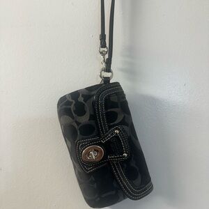 Coach Signature Black Wristlet with Turn Lock